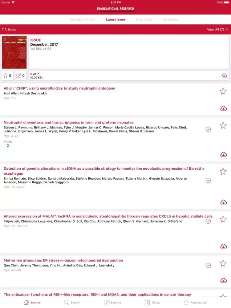 Capturas de tela do Translational Research iPad 