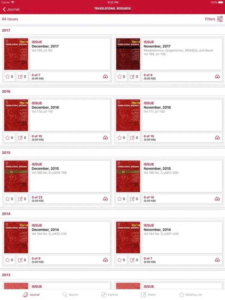 Capturas de tela do Translational Research iPad 