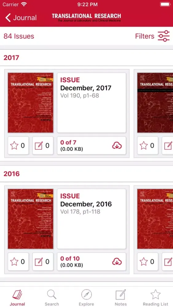 Capturas de tela do Translational Research