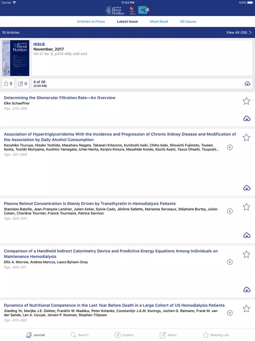 Zrzuty ekranu Journal of Renal Nutrition iPad 