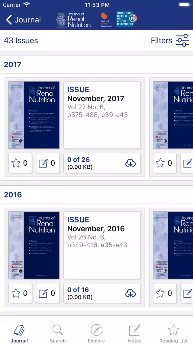 Zrzuty ekranu Journal of Renal Nutrition