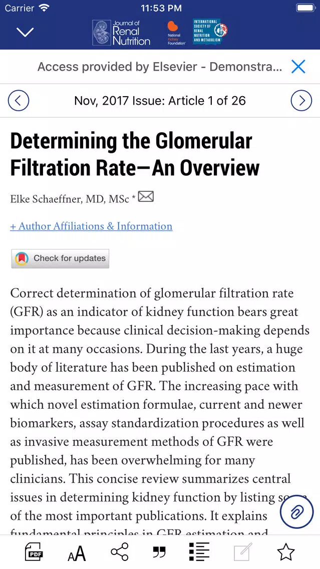 Zrzuty ekranu Journal of Renal Nutrition