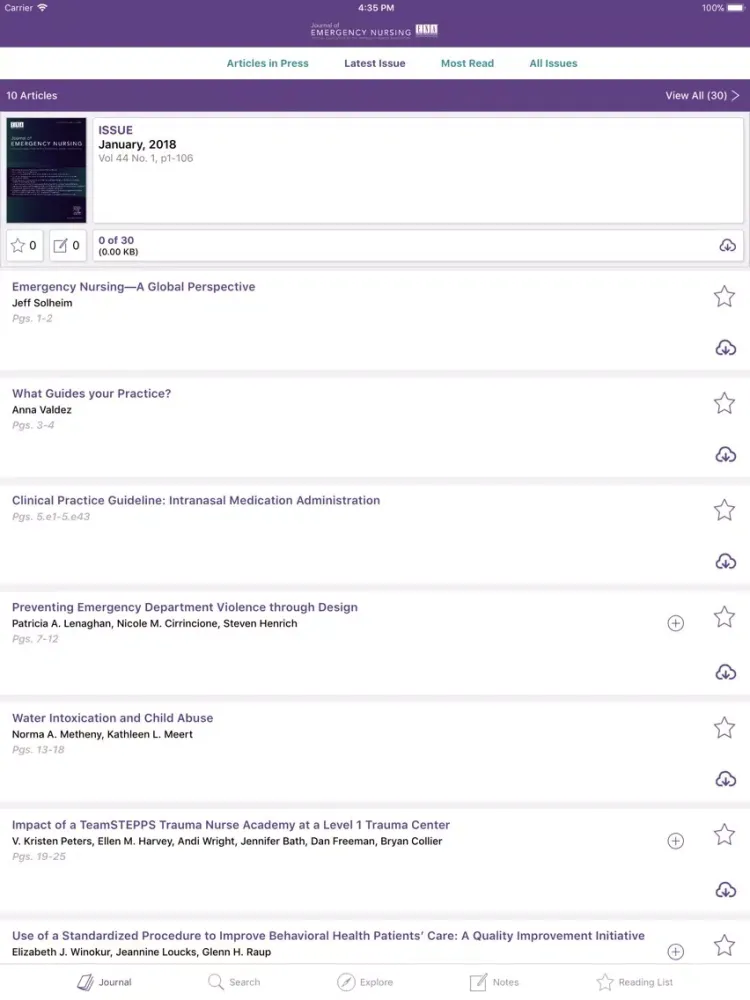Journal of Emergency Nursing iPad 應用截圖