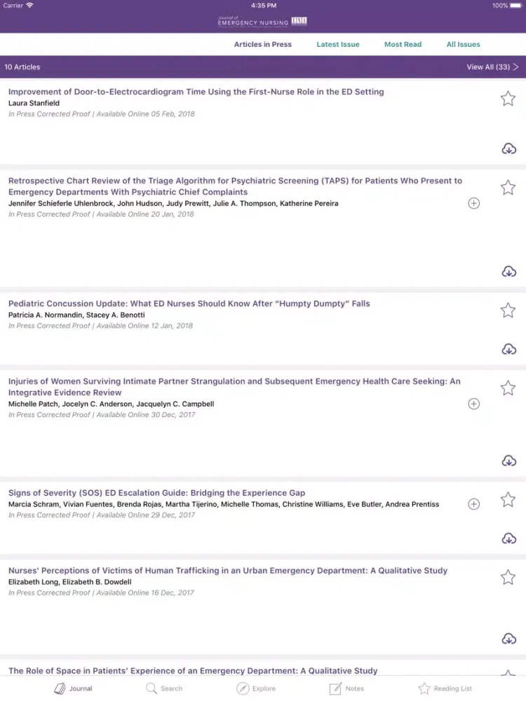 Journal of Emergency Nursing iPad 應用截圖