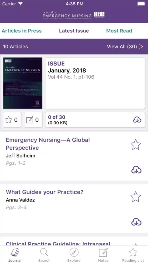 Journal of Emergency Nursing應用截圖