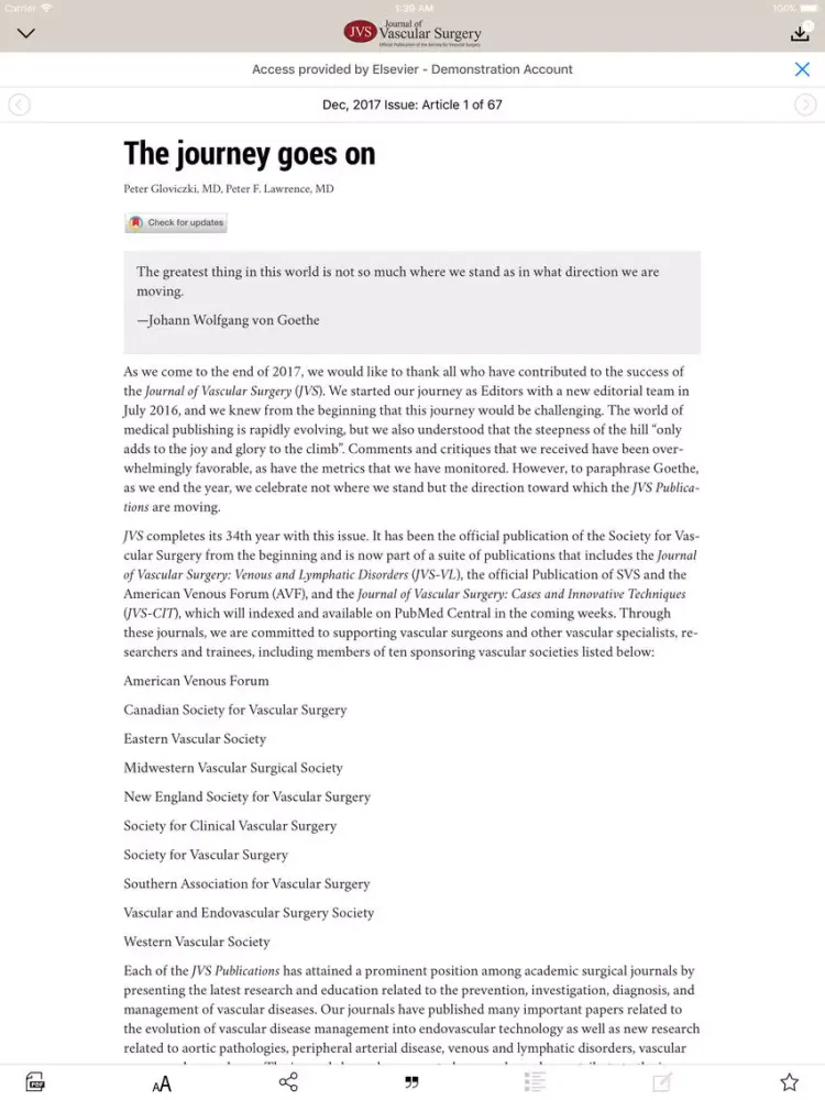 Captures d'écran de Journal of Vascular Surgery iPad 