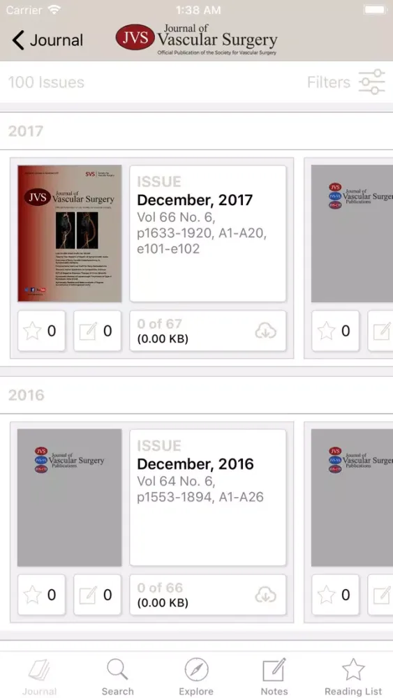 Captures d'écran de Journal of Vascular Surgery