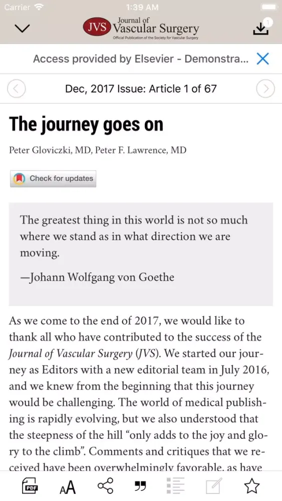 Captures d'écran de Journal of Vascular Surgery