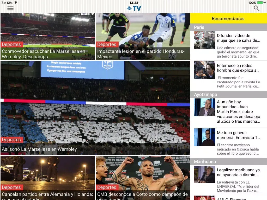 Скриншоты El Universal TV iPad 