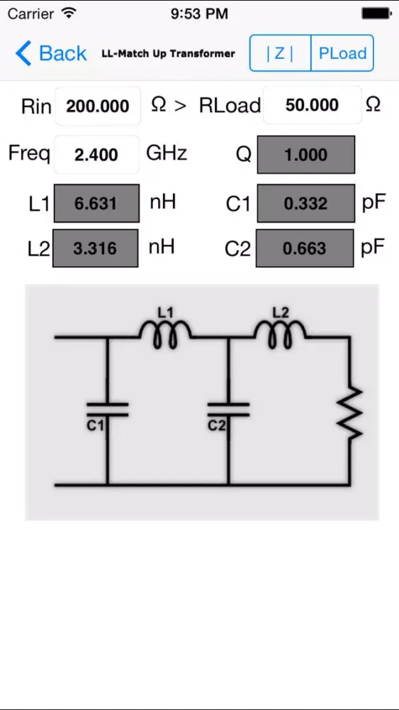 ภาพหน้าจอของ Impedance Match