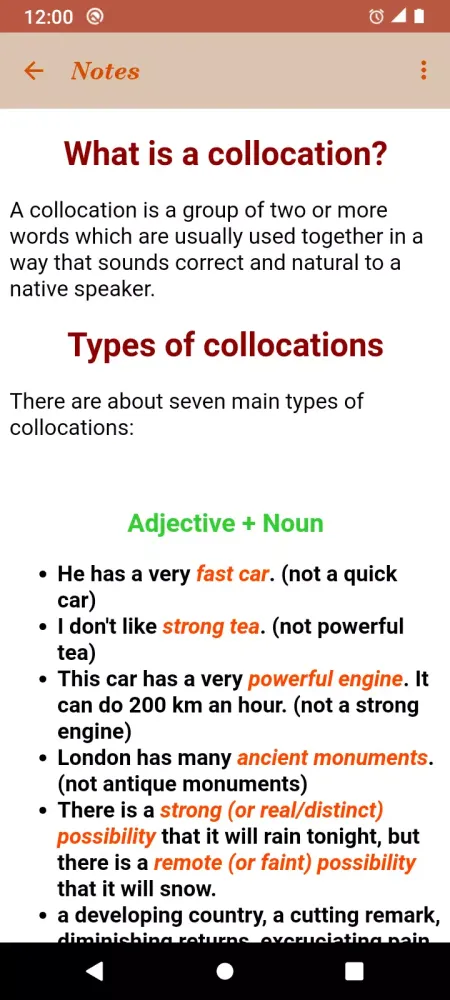 English Collocations سکرین شاٹس