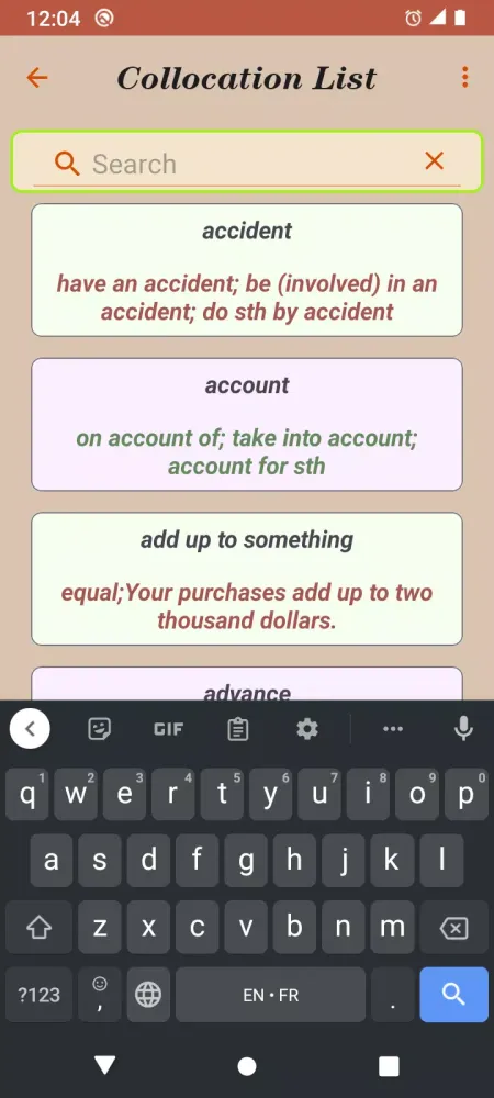 English Collocations سکرین شاٹس