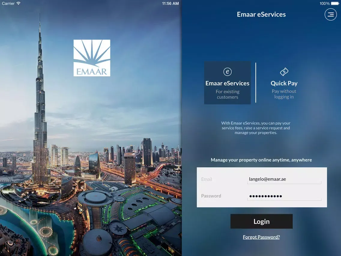 Emaar e-Service iPad 應用截圖