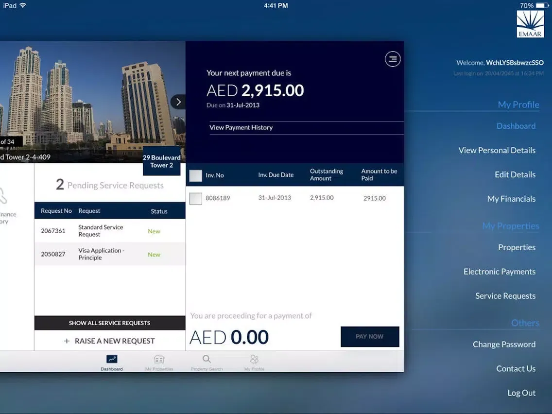 Emaar e-Service iPad 應用截圖