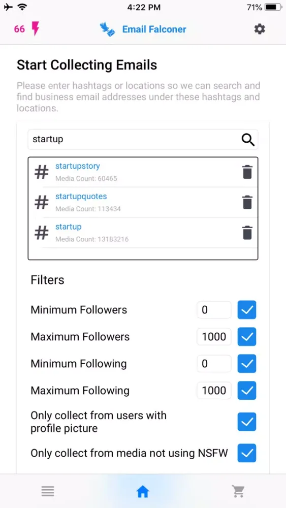 Tangkapan skrin Email Collector for Instagram
