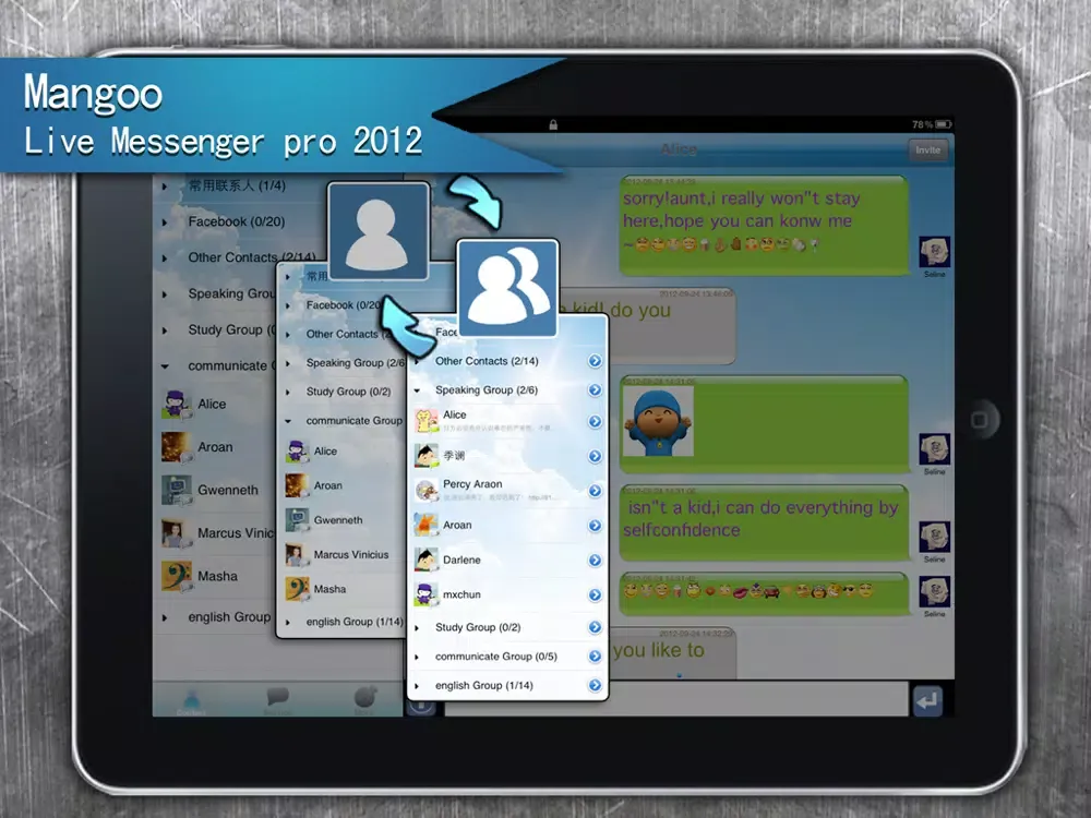Capturas de tela do Live Messenger Pro iPad 