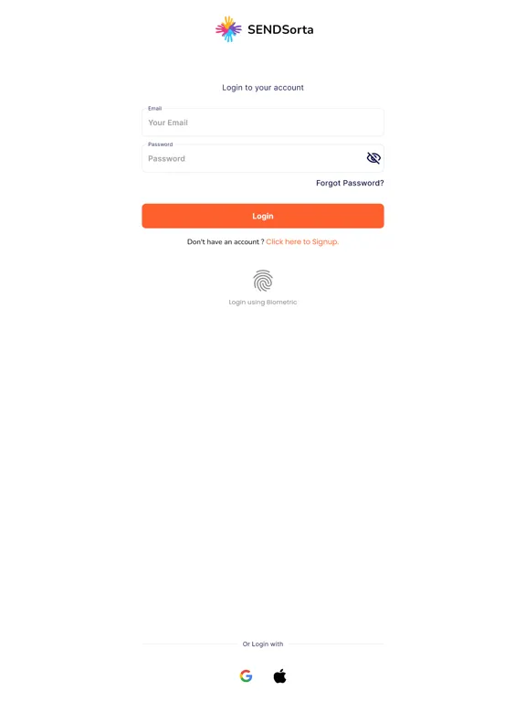 Sendsorta iPad  Screenshots