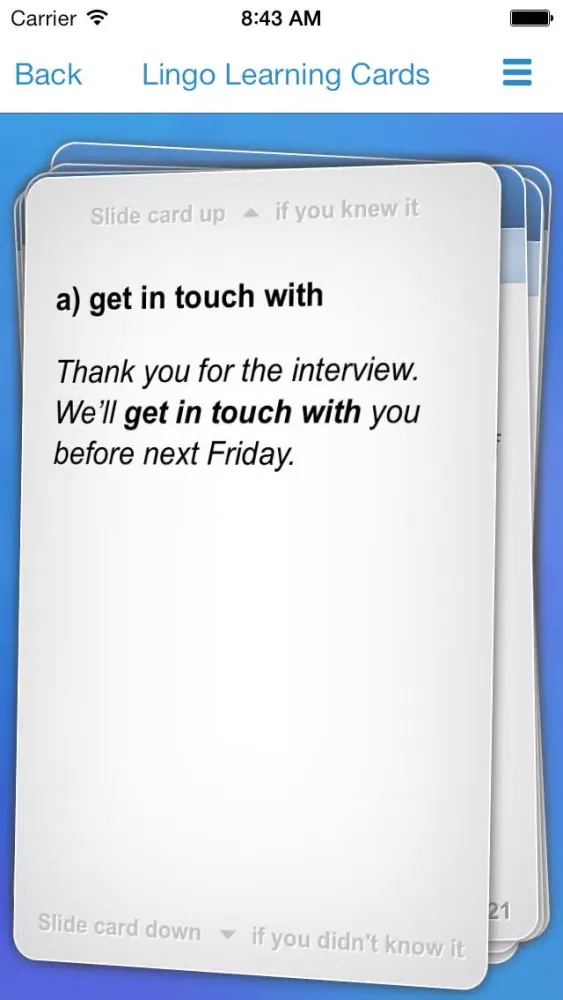 Captures d'écran de Learn Business English Easily with Lingo Learning Memo Cards