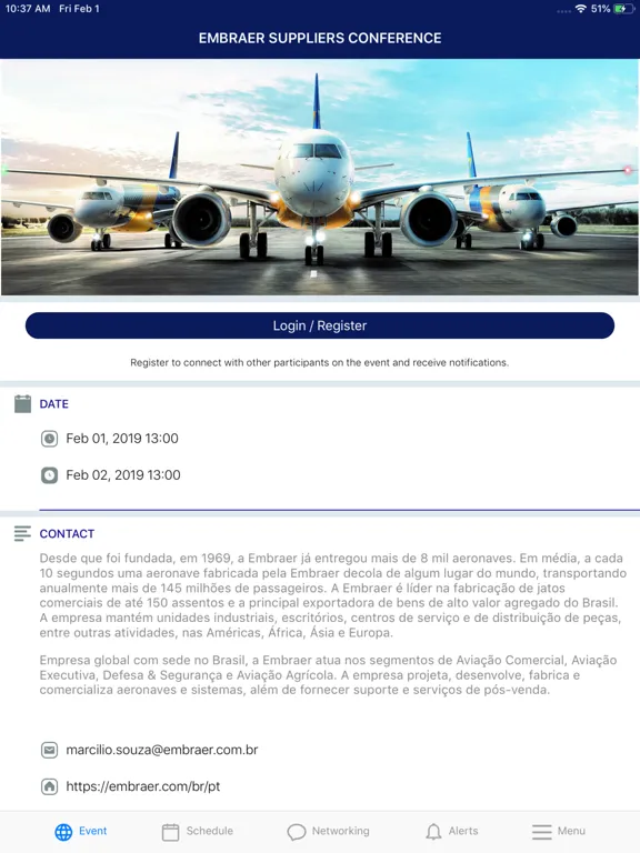 Embraer Events iPad  স্ক্রিনশট