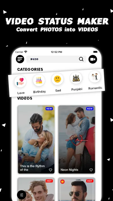 BUZO - Video Status Maker应用截图