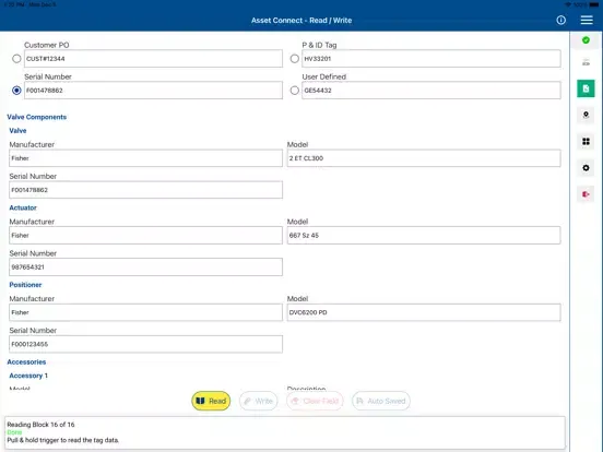 Zrzuty ekranu Emerson Asset Connect iPad 