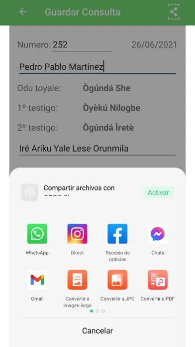 Tangkapan skrin El Oráculo de Ifá