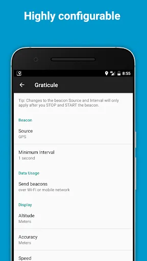 Capturas de tela do Graticule location sharing app