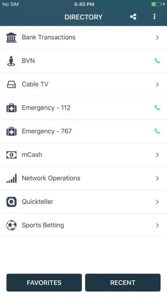 ภาพหน้าจอของ Directory - Nigerian USSD Digital Directory