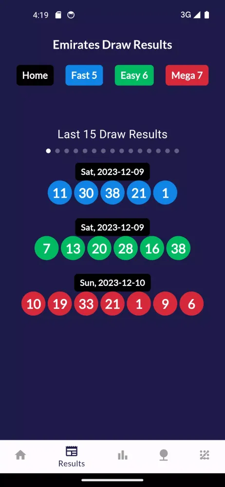 Emirates Draw Results Screenshots