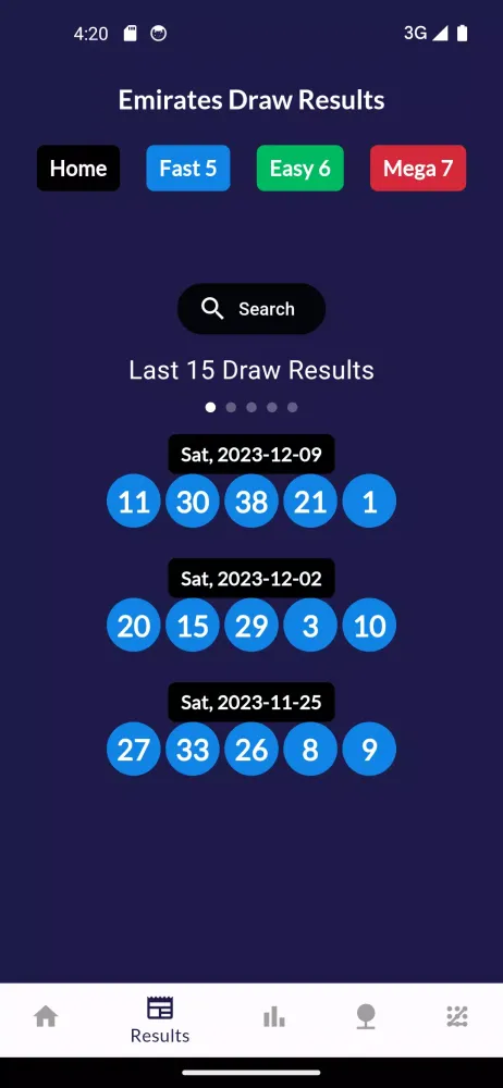 Emirates Draw Results Screenshots