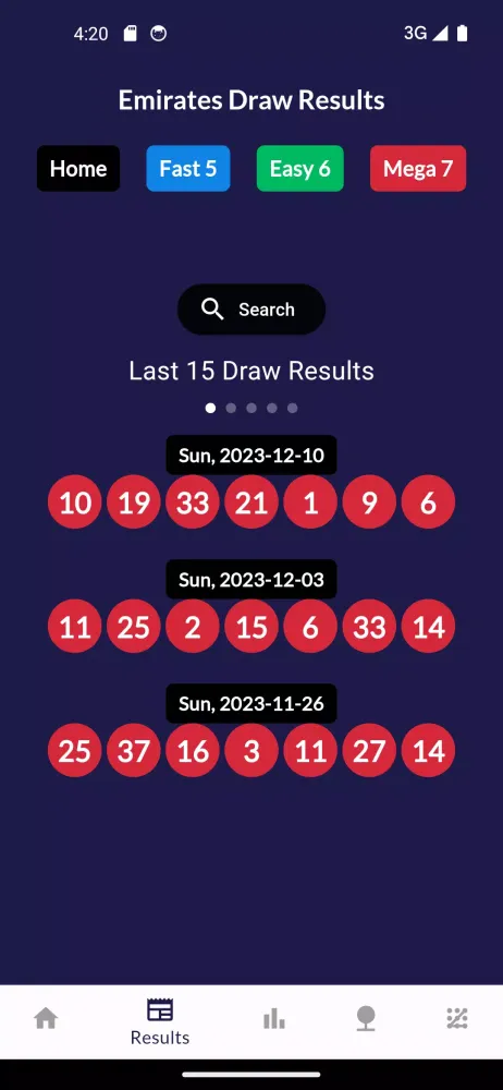Emirates Draw Results Screenshots