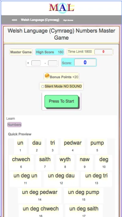 Tangkapan skrin Welsh M(A)L