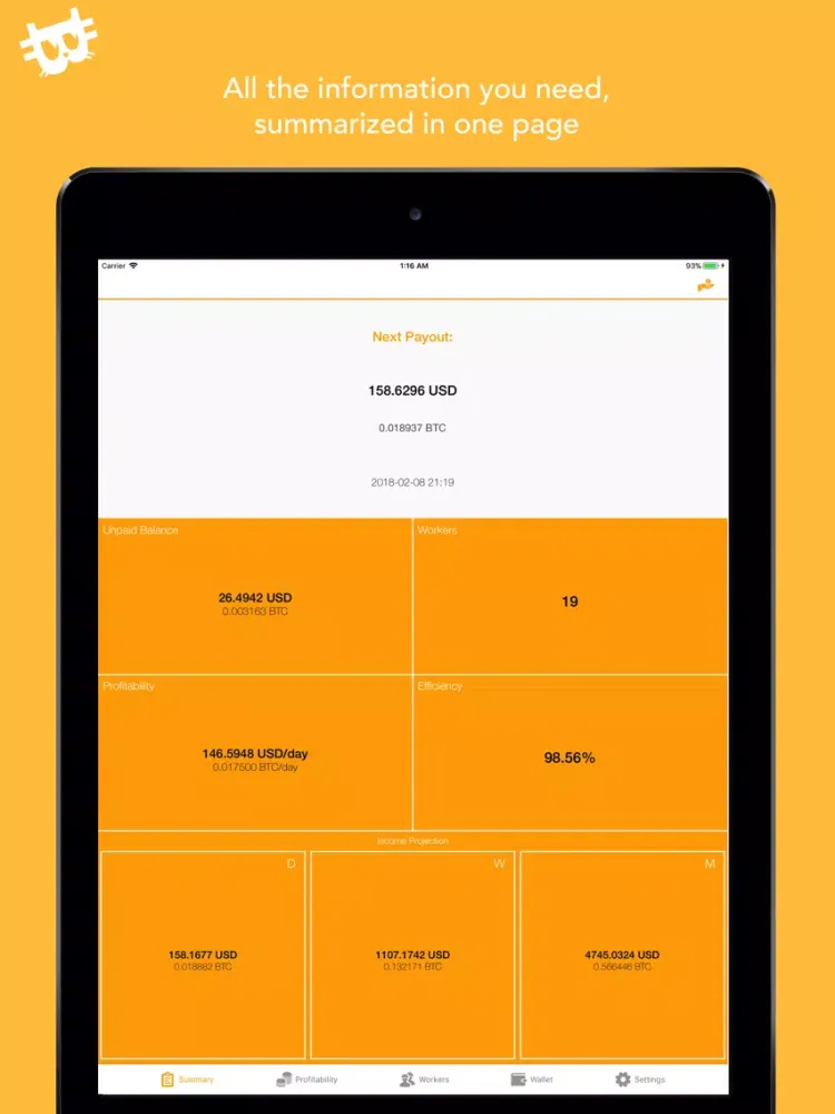 NiceHelper: NiceHash Helper iPad  スクリーンショット