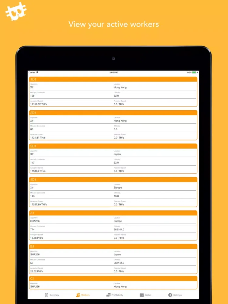 NiceHelper: NiceHash Helper iPad  スクリーンショット