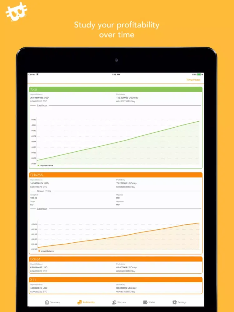 NiceHelper: NiceHash Helper iPad  スクリーンショット