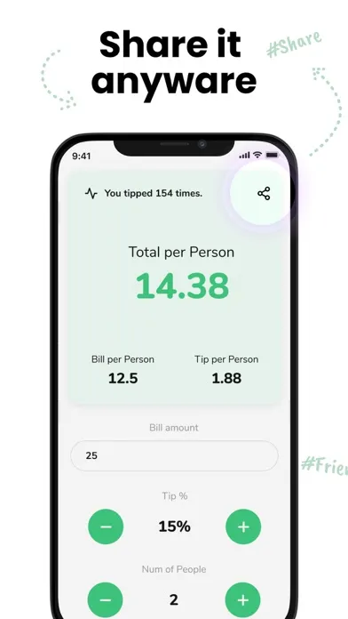 Captures d'écran de Tip Calculator: Split Bill