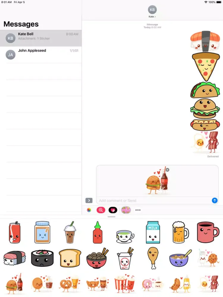 Kawaii Food Stickers iPad 應用截圖