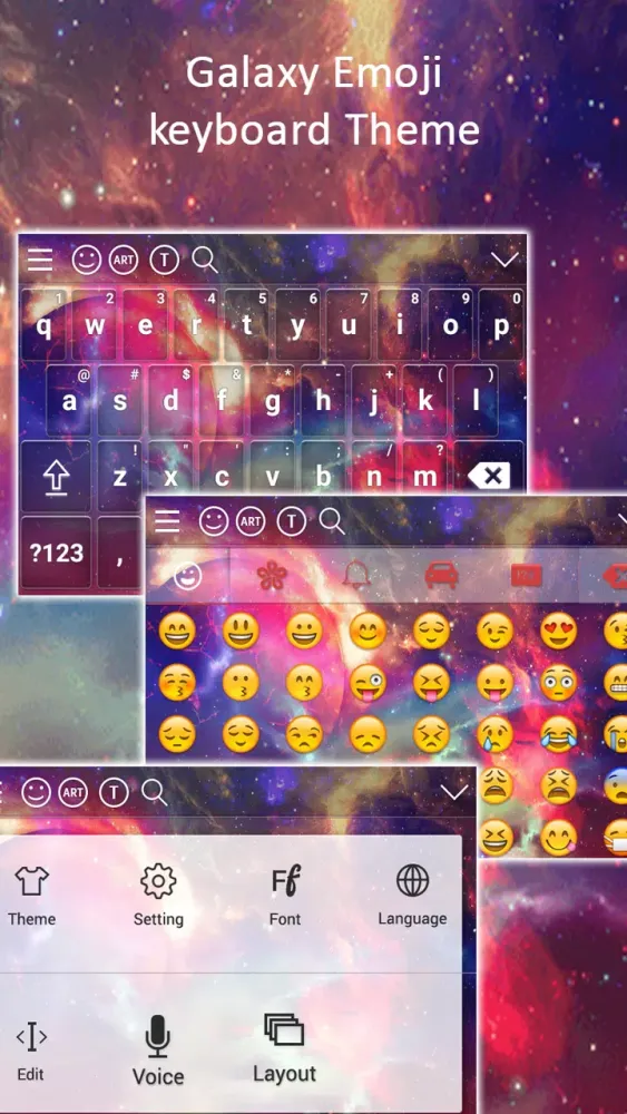 Скриншоты Galaxy Emoji keyboard Theme