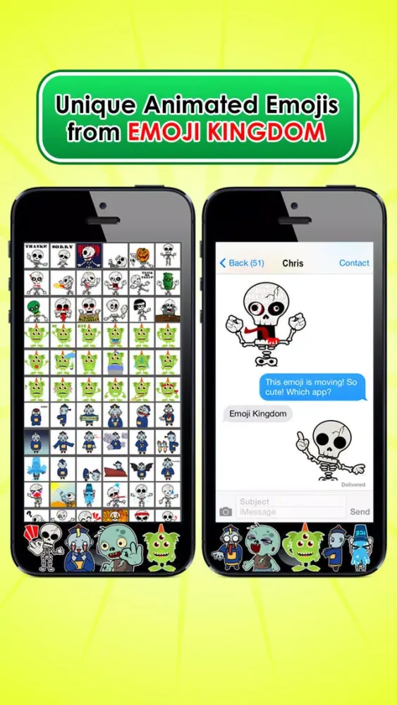 Emoji Kingdom 13 Free Skull Halloween Emoticon Animated for iOS 8 Screenshots