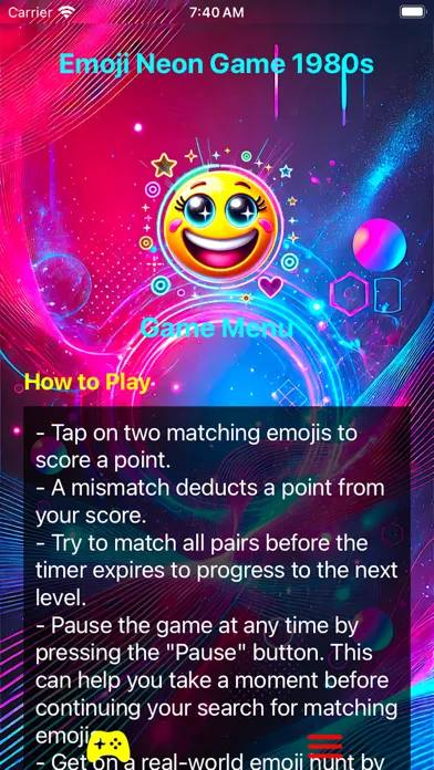 Emoji Neon Game 1980s Screenshots