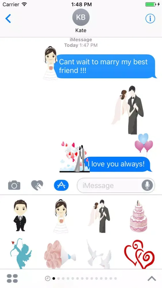 Tangkapan skrin Adorable Wedding Stickers for iMessage