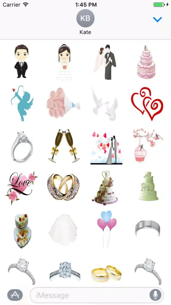 Tangkapan skrin Adorable Wedding Stickers for iMessage