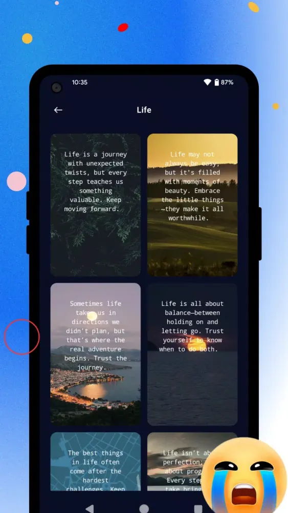 ภาพหน้าจอของ Emotion Quote Box