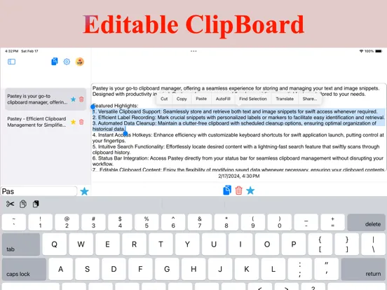 Pastey - Efficient Clipboard ! iPad  سکرین شاٹس
