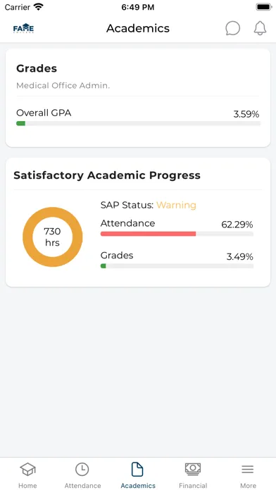Ảnh chụp màn hình của Student Mobile App
