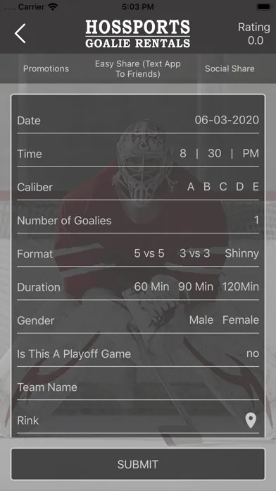 Screenshot di Hossports Hockey Rent A Goalie