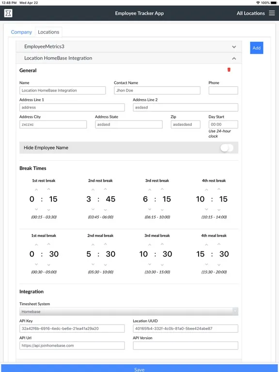 Captures d'écran de EmployeeMetrics ETA iPad 