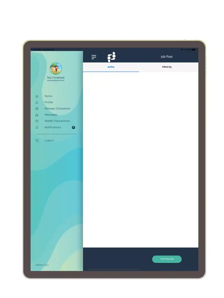 Tangkapan layar PasaJob Employer iPad 