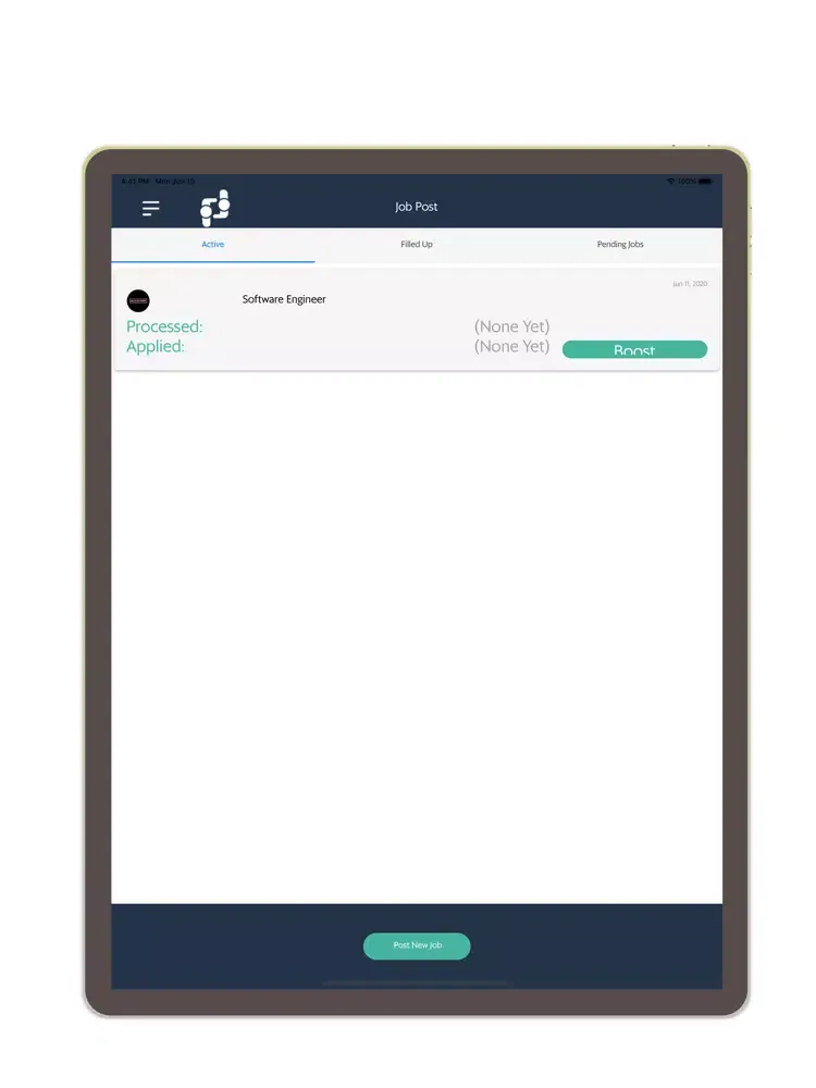 Tangkapan layar PasaJob Employer iPad 