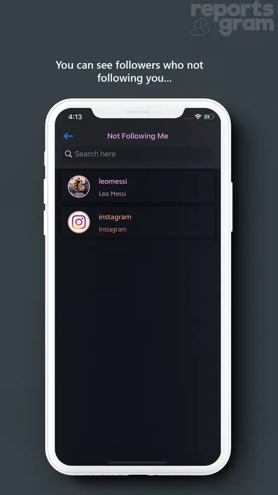 Ảnh chụp màn hình của Reports+ Pro Followers